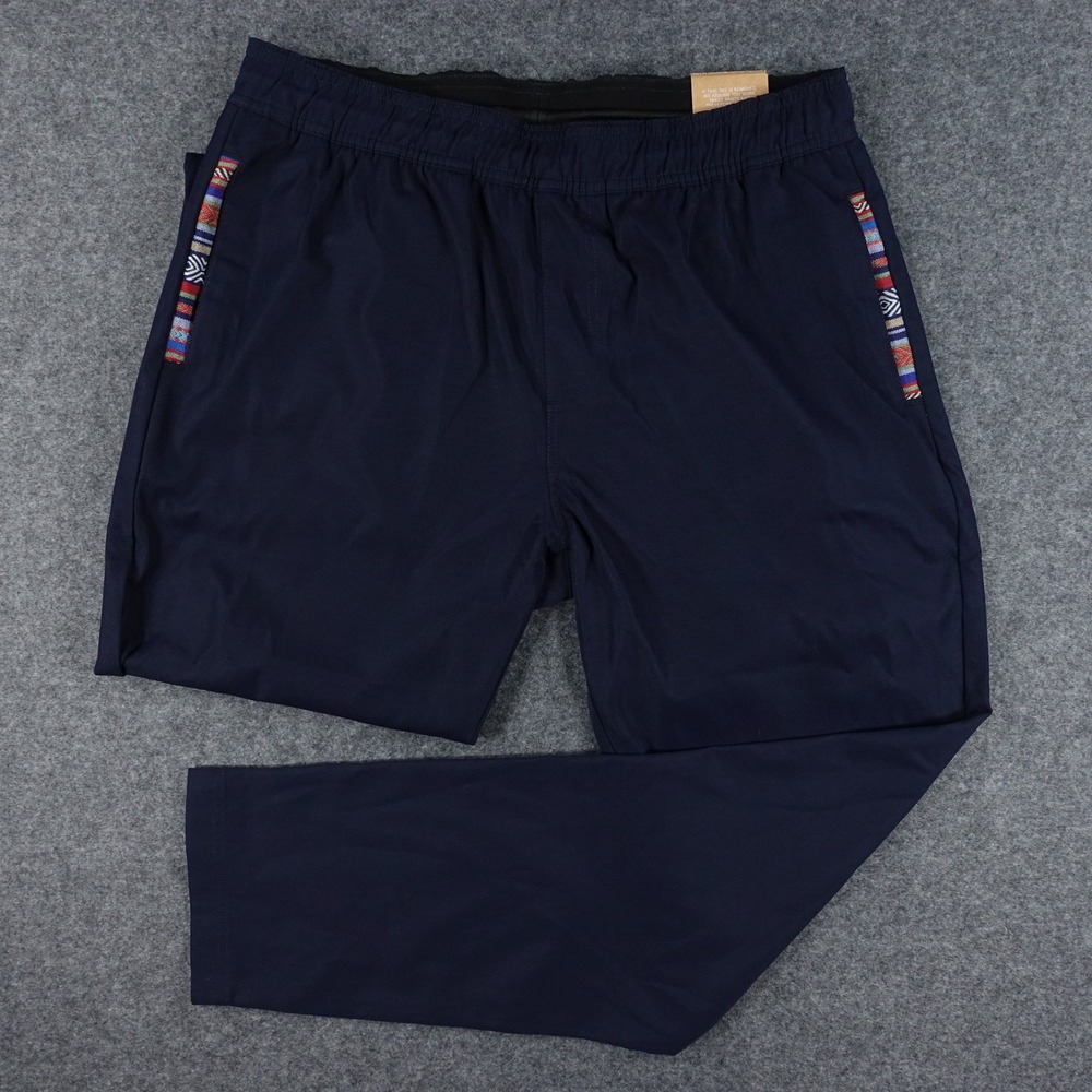 Wowie Sapien Pant Men's Large Elastic Waist Woven Pocket Trim Navy Blue
